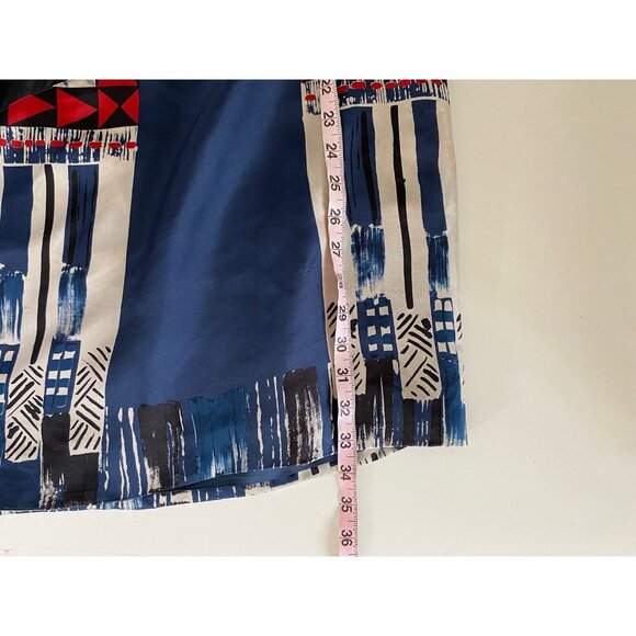 Twelve By Twelve 100% Silk Sleeveless Lined Dress M Red Blue Mod - Picture 12 of 12